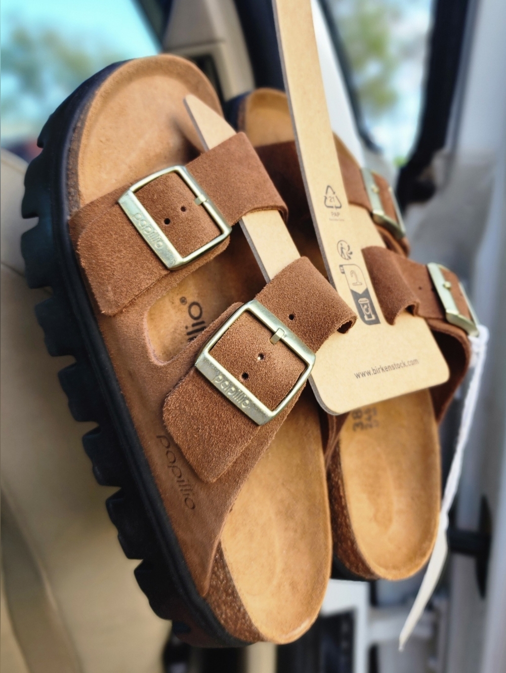 Birkenstock Arizona Chunky Platform Papillio Sandals in Dark Tea/Black size 38N - Picture 6 of 6